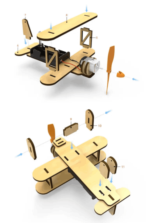 Electric-Motor-Biplane-Glider-Assembly-Model-DIY-Kit