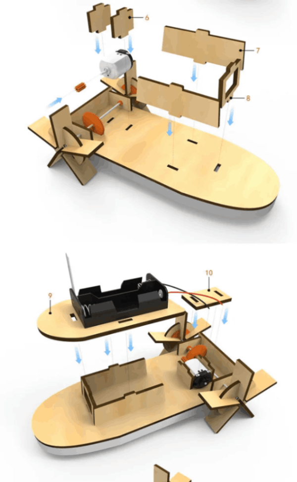 Paddle-Floating-Boat-Assembly-Model-DIY-Kit