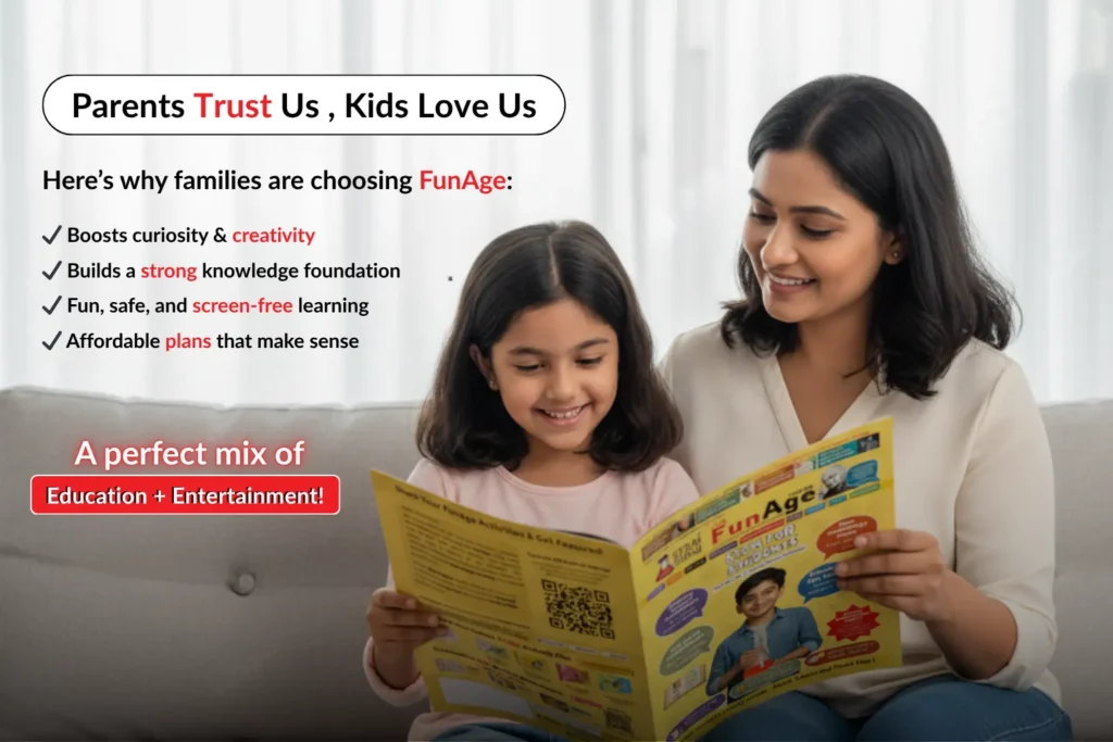 Parent and child are engaging with FunAge Magazine