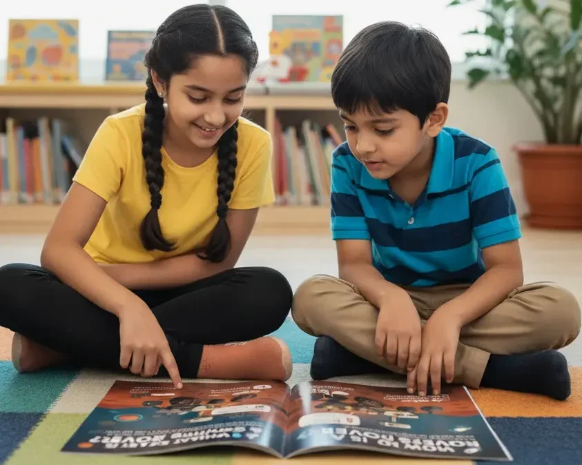 kids-reading-a-funage-magazine-while-engagging.