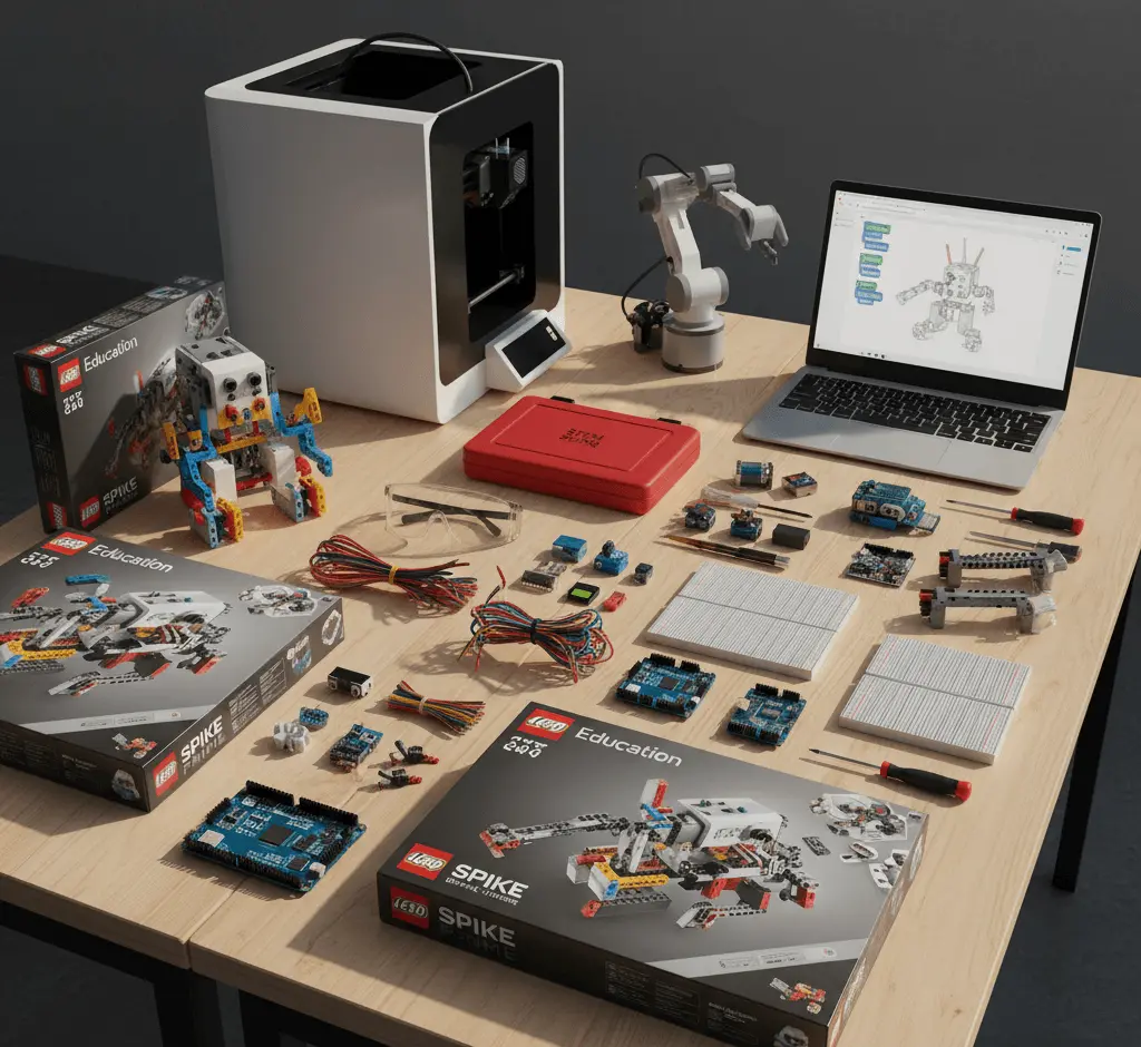 Robotics-Lab-Equipments-tools-components-neatly-arranged-on-table
