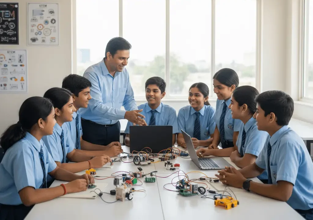 Why-Every-School-Needs-a-Robotics-Lab-Teacher-teaching-about-robotics-to-students.